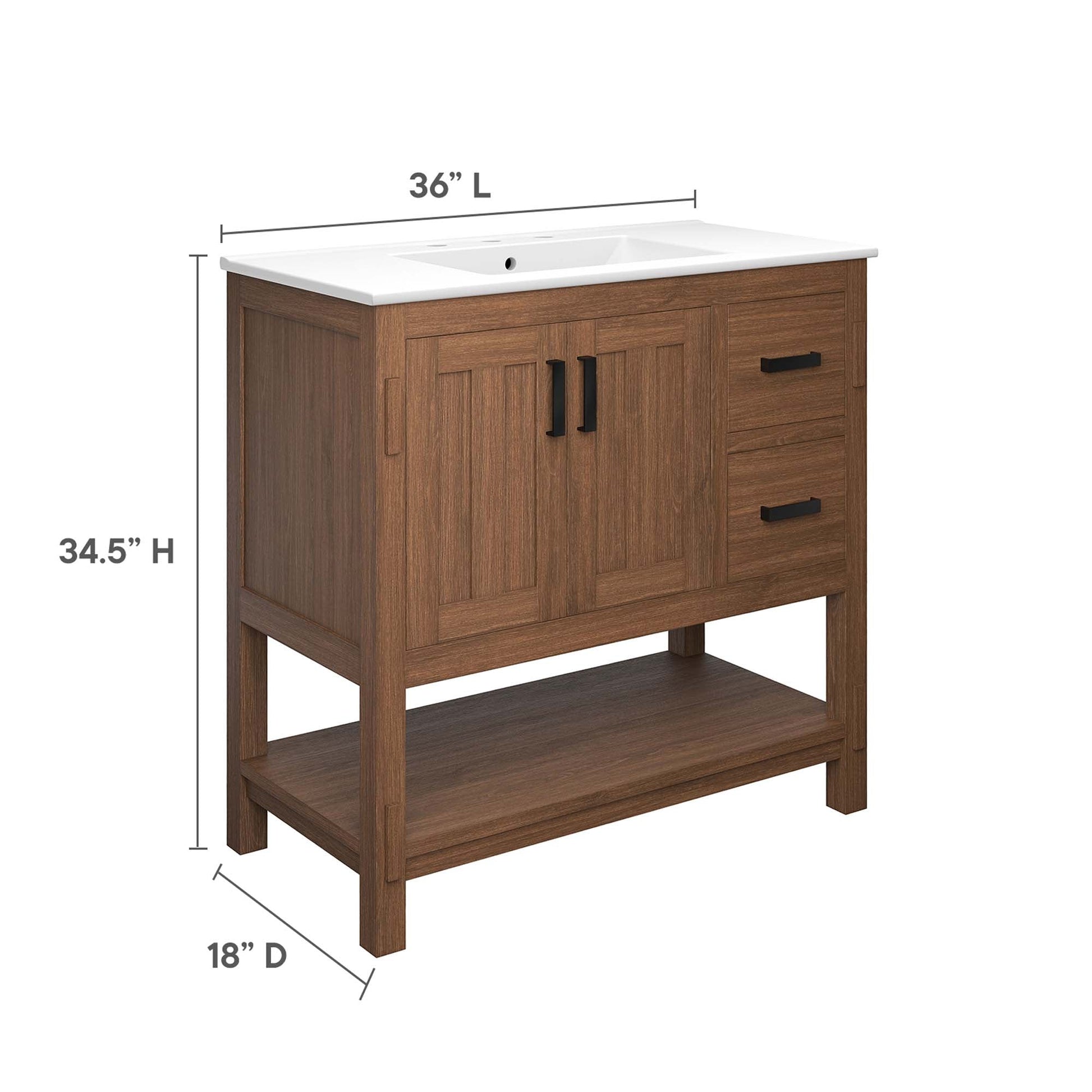 Ashlyn 36" Bathroom Vanity Walnut Black