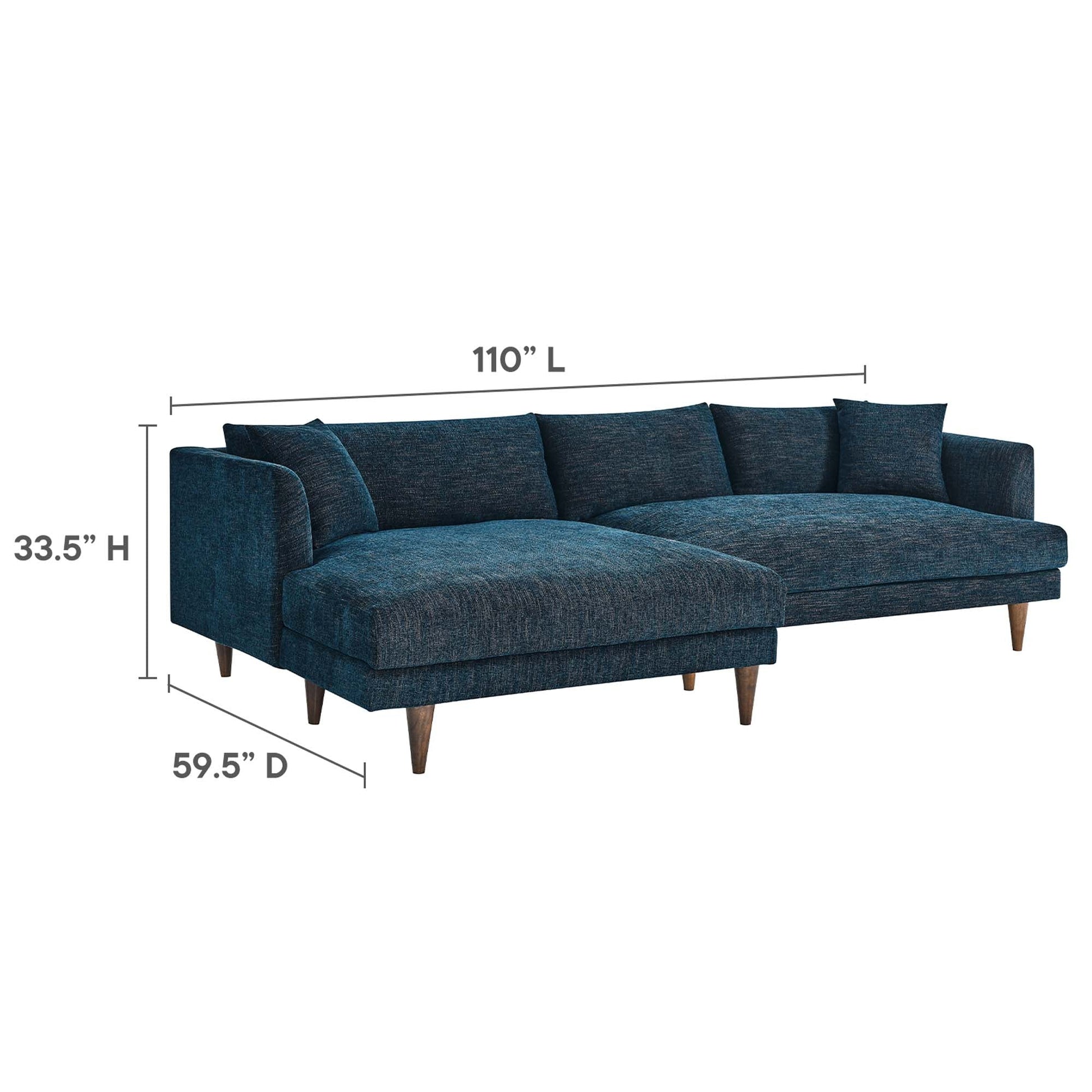 Luxurious Zoya Down-Filled Left-Facing Sectional Sofa in Various Colors