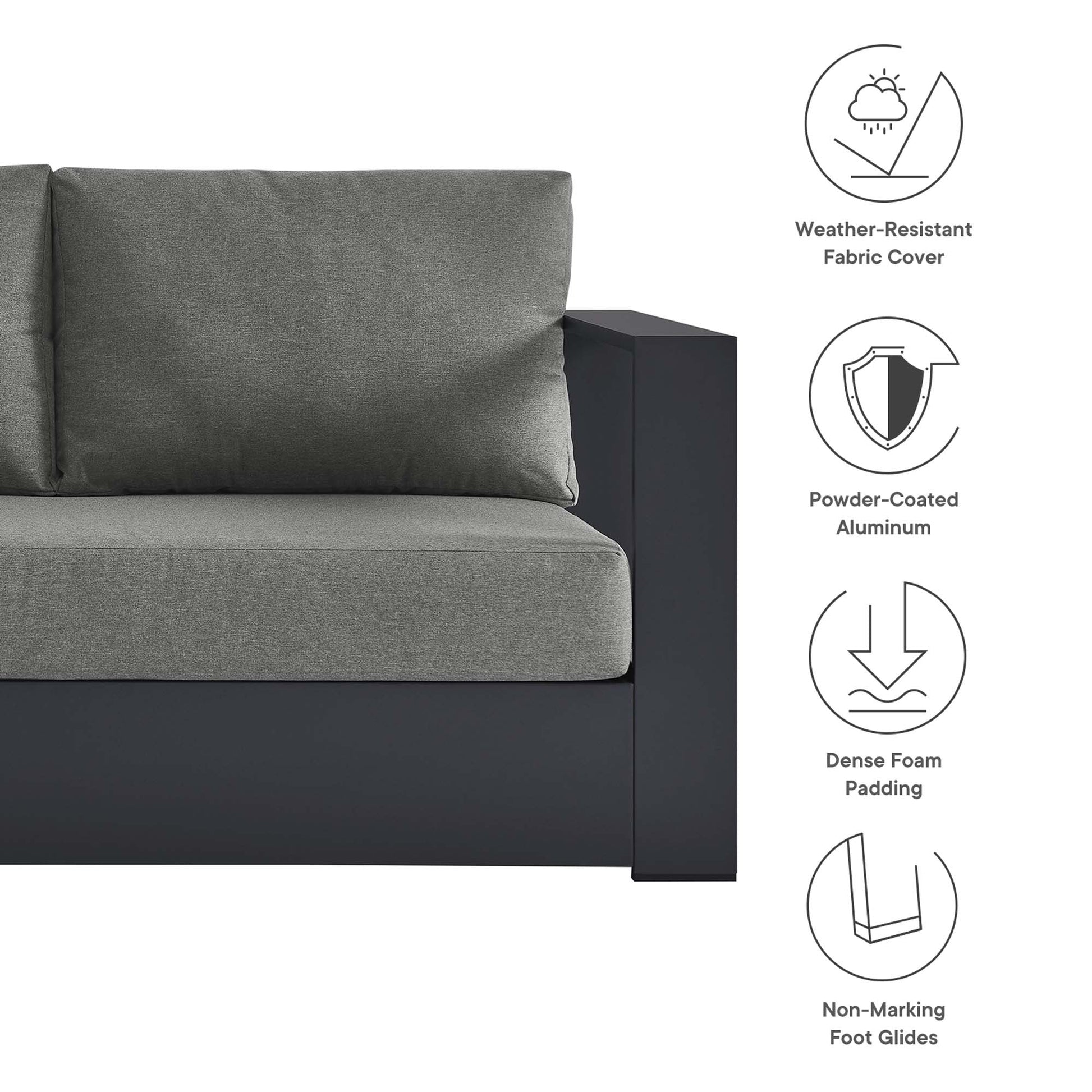 Tahoe Outdoor Powder-Coated Aluminum Sectional Sofa