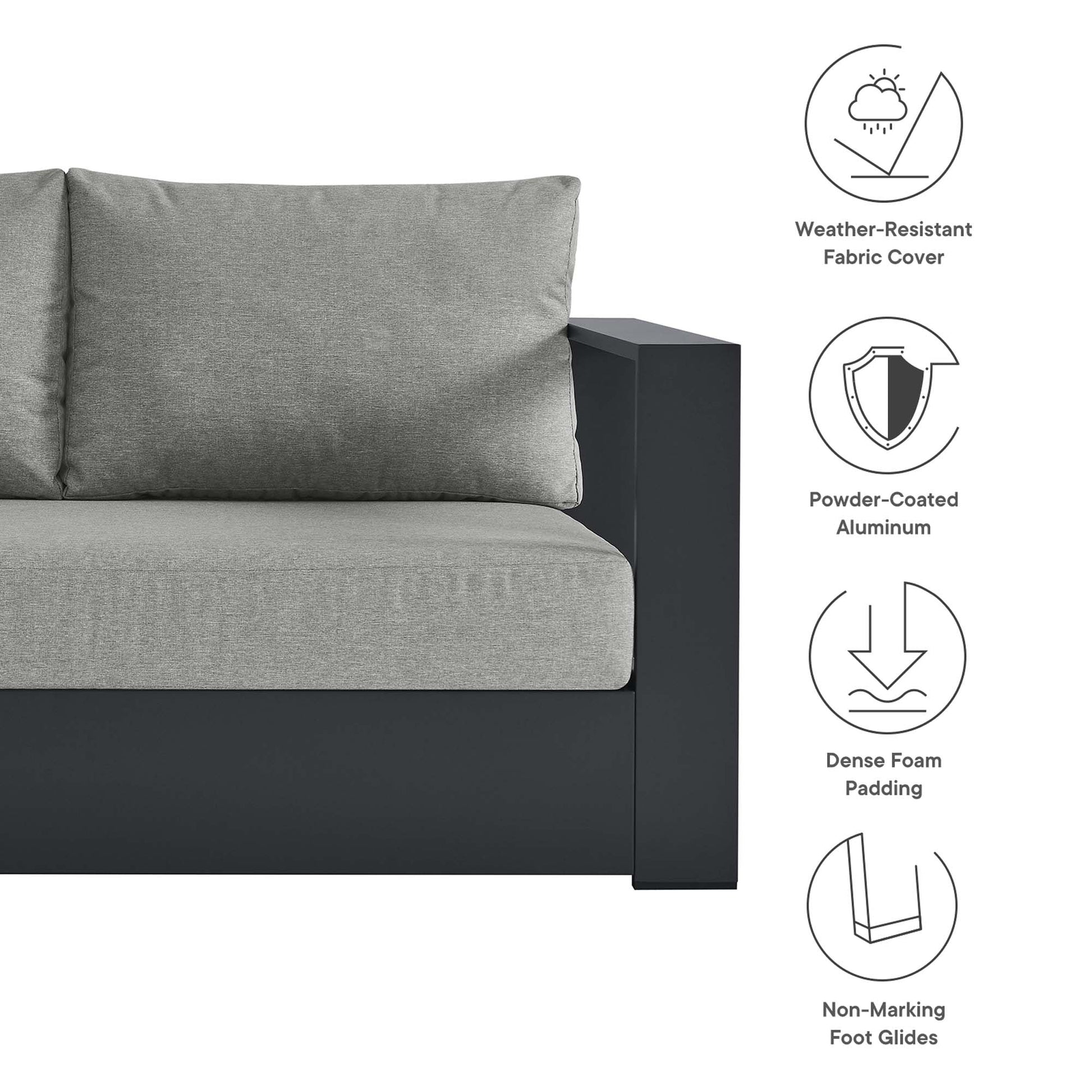Tahoe Outdoor Powder-Coated Aluminum Sectional Sofa