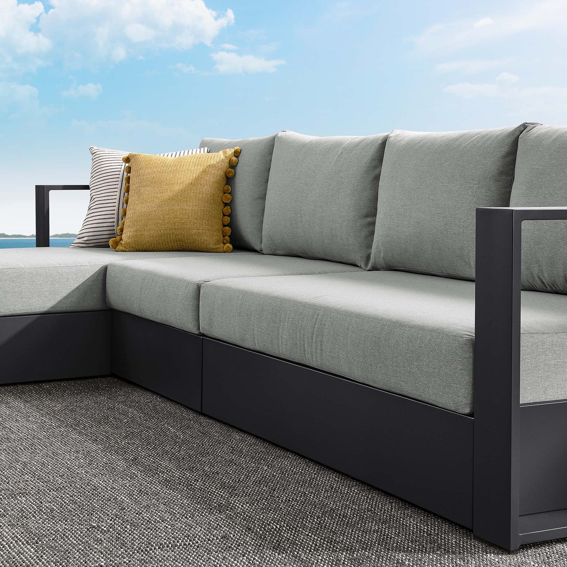 Tahoe Outdoor Powder-Coated Aluminum Sectional Sofa