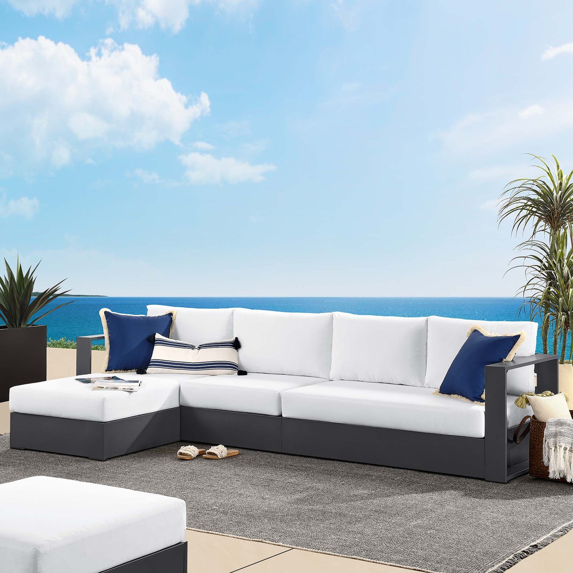 Tahoe Outdoor Powder-Coated Aluminum Sectional Sofa