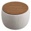 Perla Heathered Weave Fabric Storage Ottoman