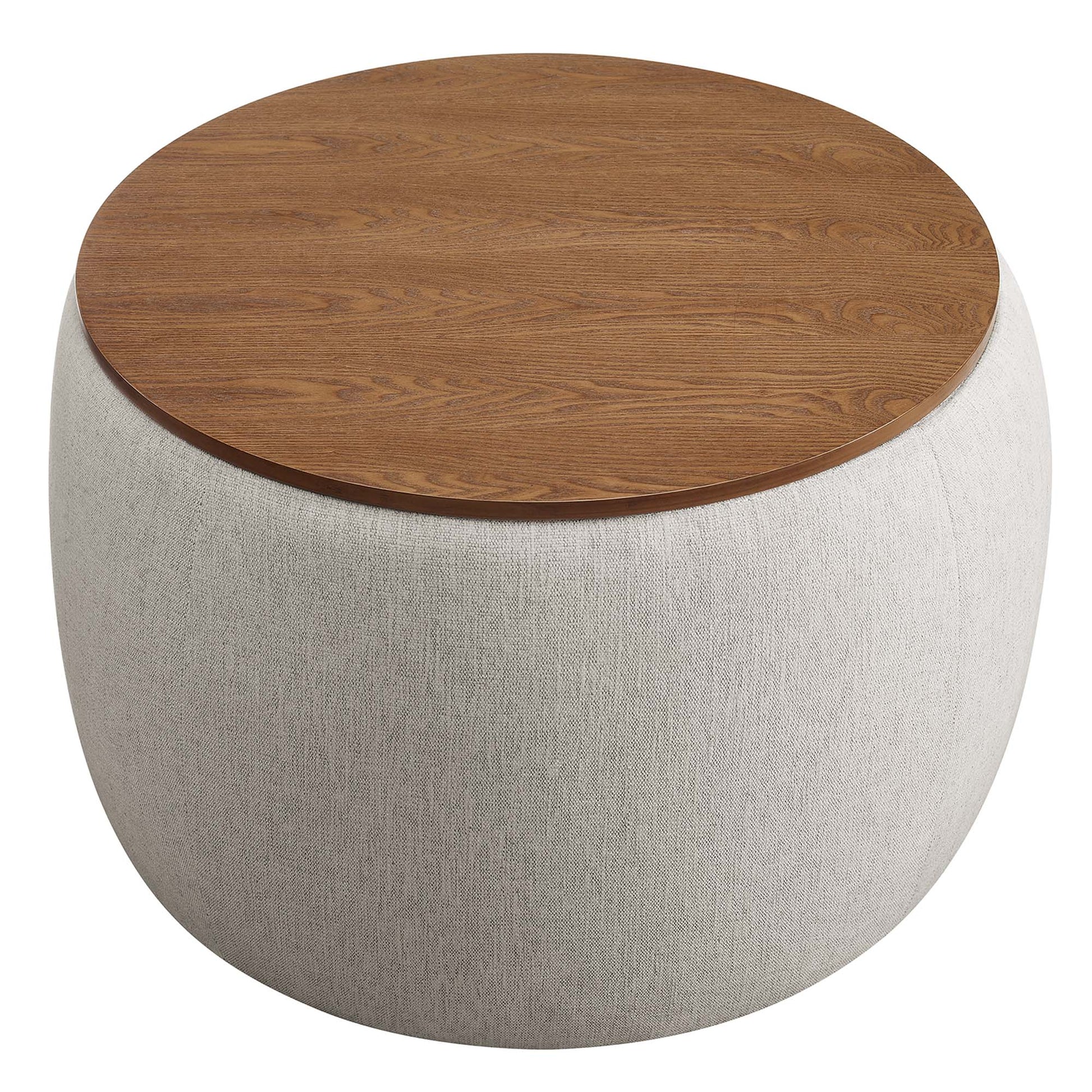 Perla Heathered Weave Fabric Storage Ottoman