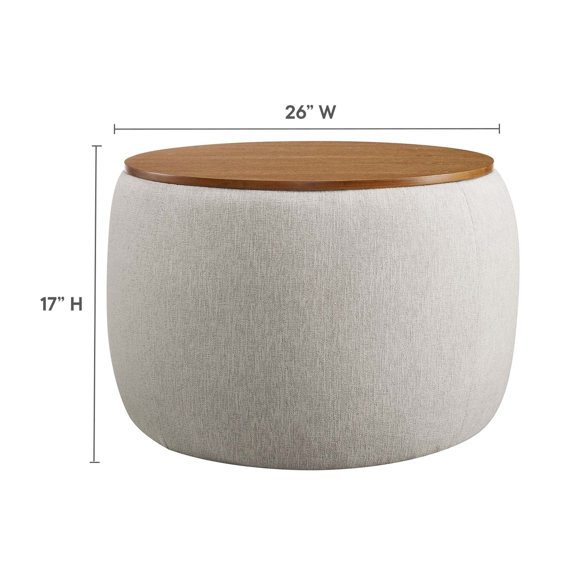 Perla Heathered Weave Fabric Storage Ottoman