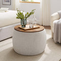 Perla Heathered Weave Fabric Storage Ottoman