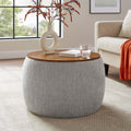 Perla Heathered Weave Fabric Storage Ottoman