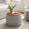 Perla Heathered Weave Fabric Storage Ottoman