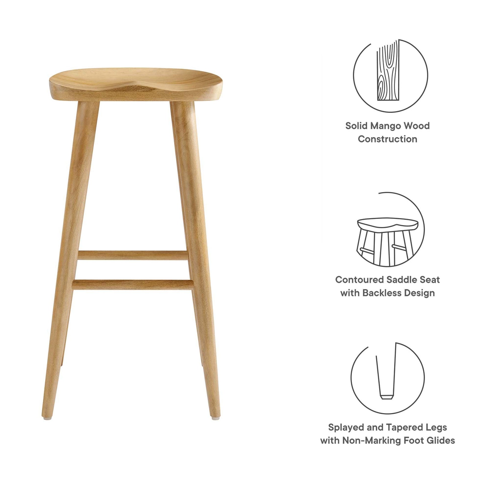 Saville Backless Wood Bar Stool