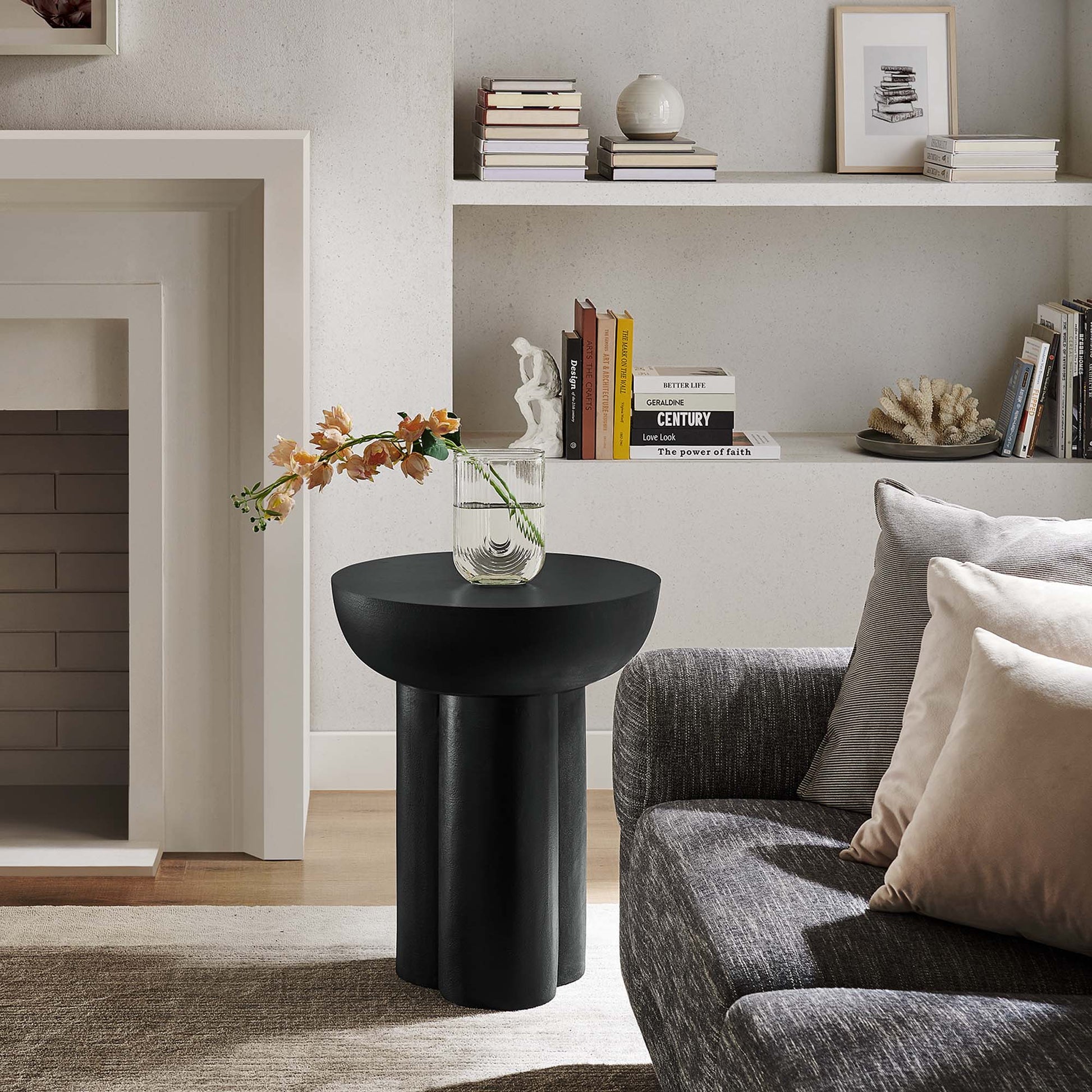 Chic Caspian Round Concrete Side Table for Modern Homes