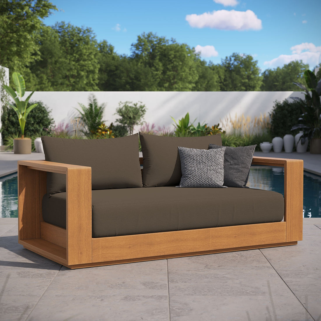 Tahoe Acacia Wood Outdoor Patio Loveseat
