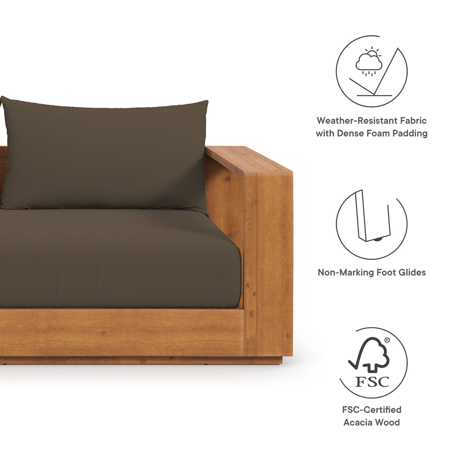 Tahoe Acacia Wood Outdoor Patio Loveseat