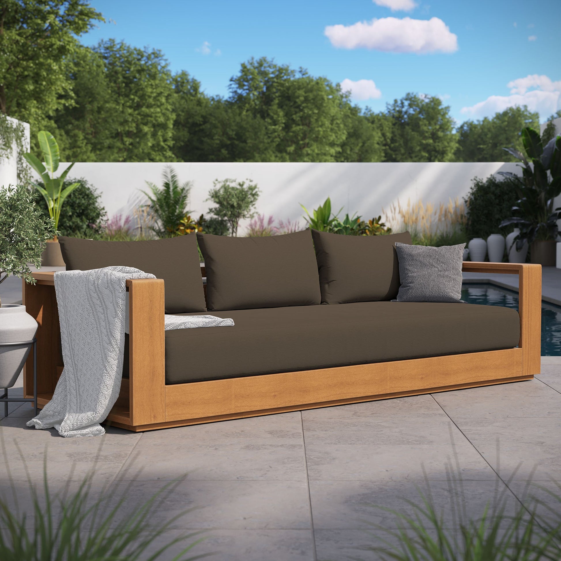 Acacia Wood Patio Sofa