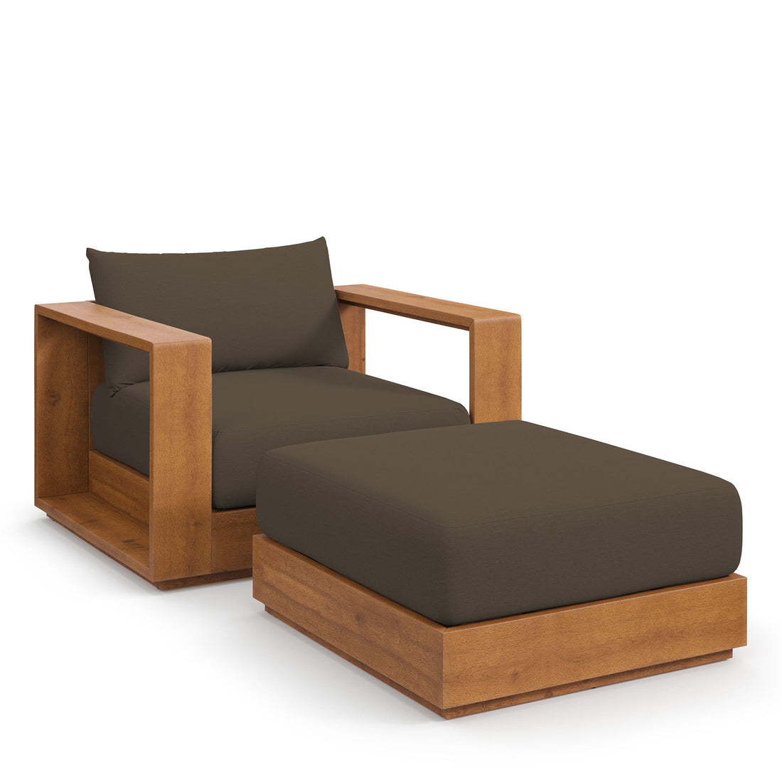 Acacia Wood Armchair and Ottoman