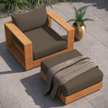 Acacia Wood Armchair and Ottoman