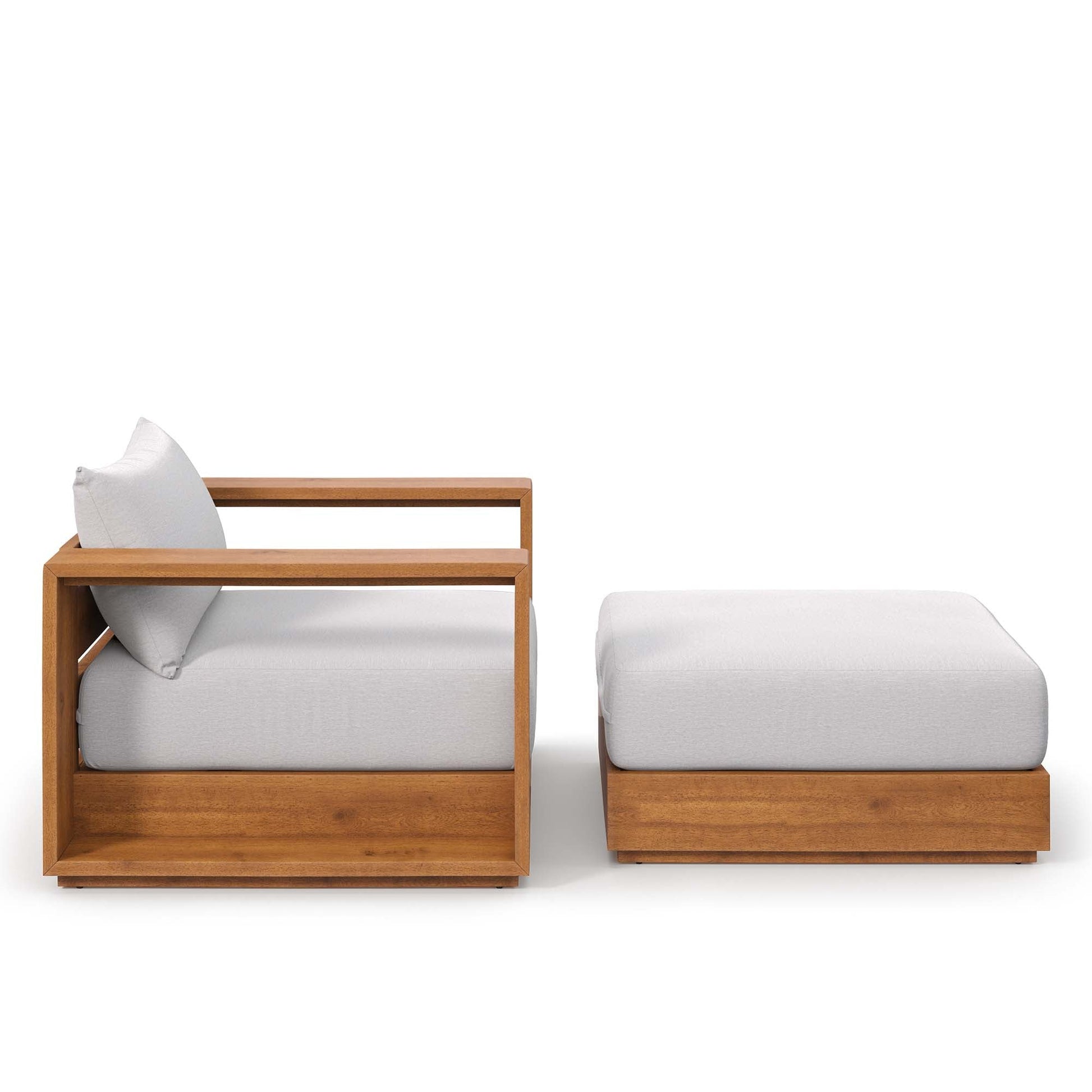 Acacia Wood Armchair and Ottoman