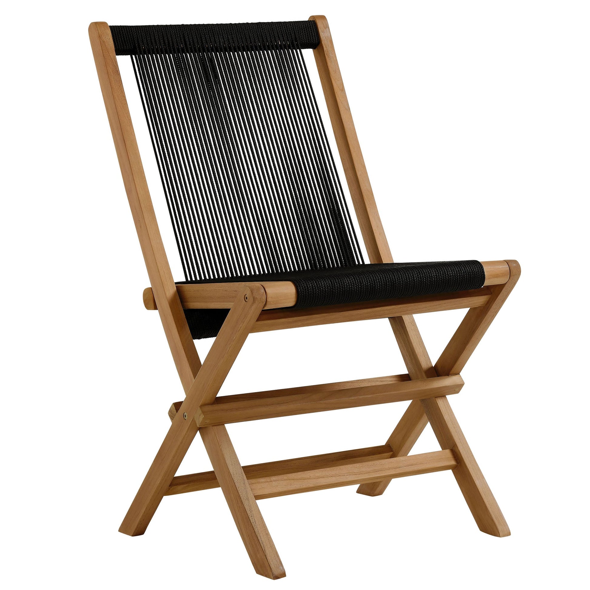 Teak & Rope Folding Chairs Set