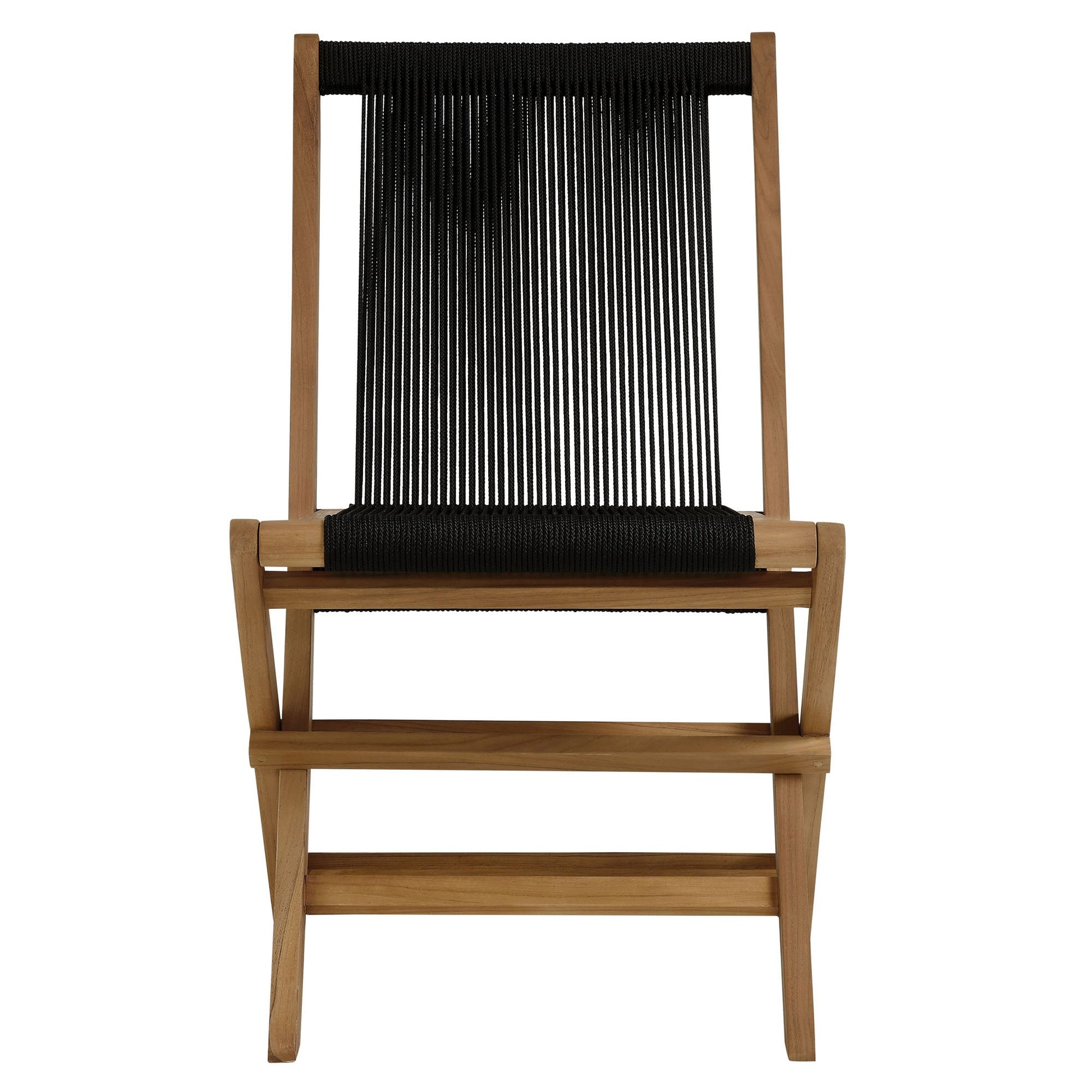 Teak & Rope Folding Chairs Set