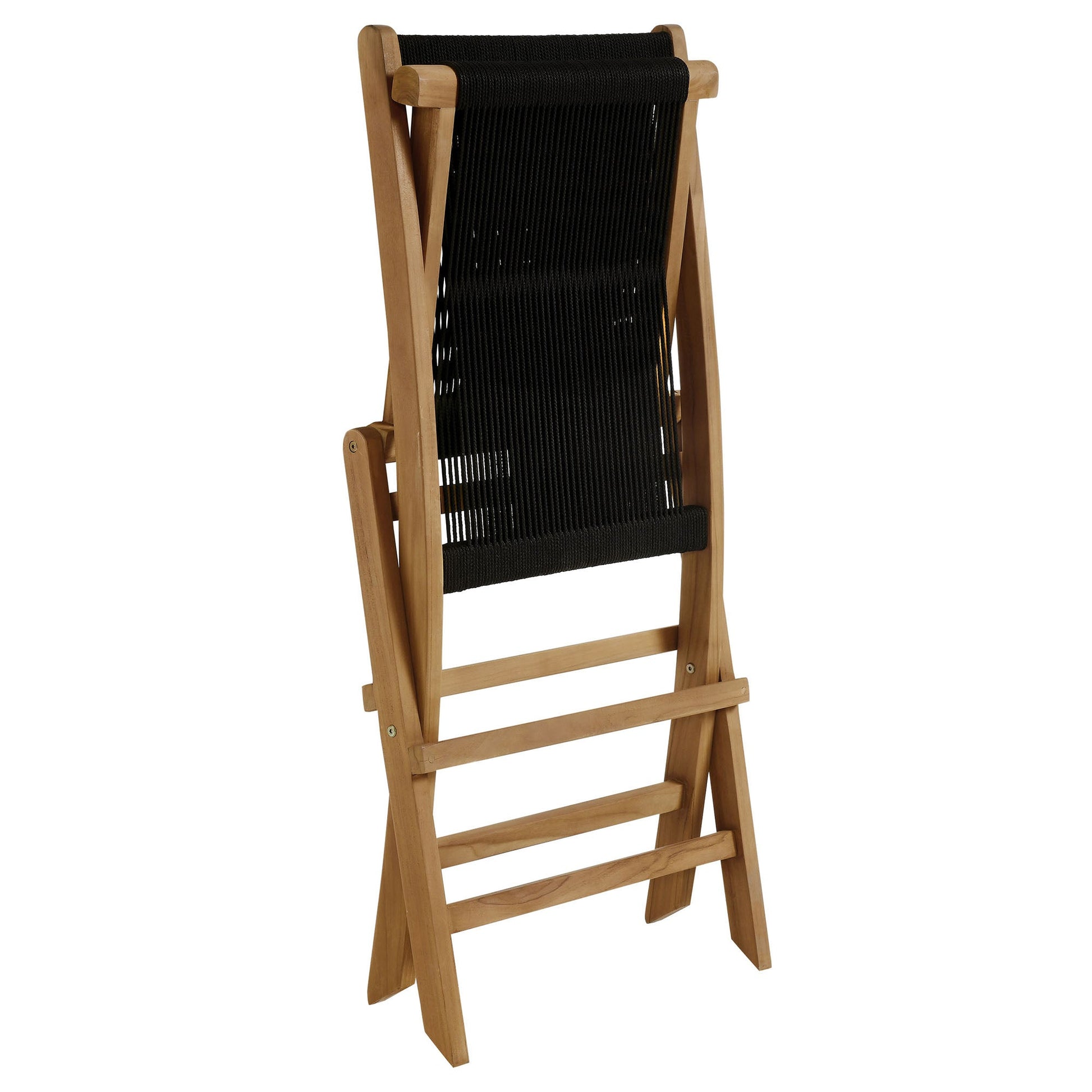 Teak & Rope Folding Chairs Set