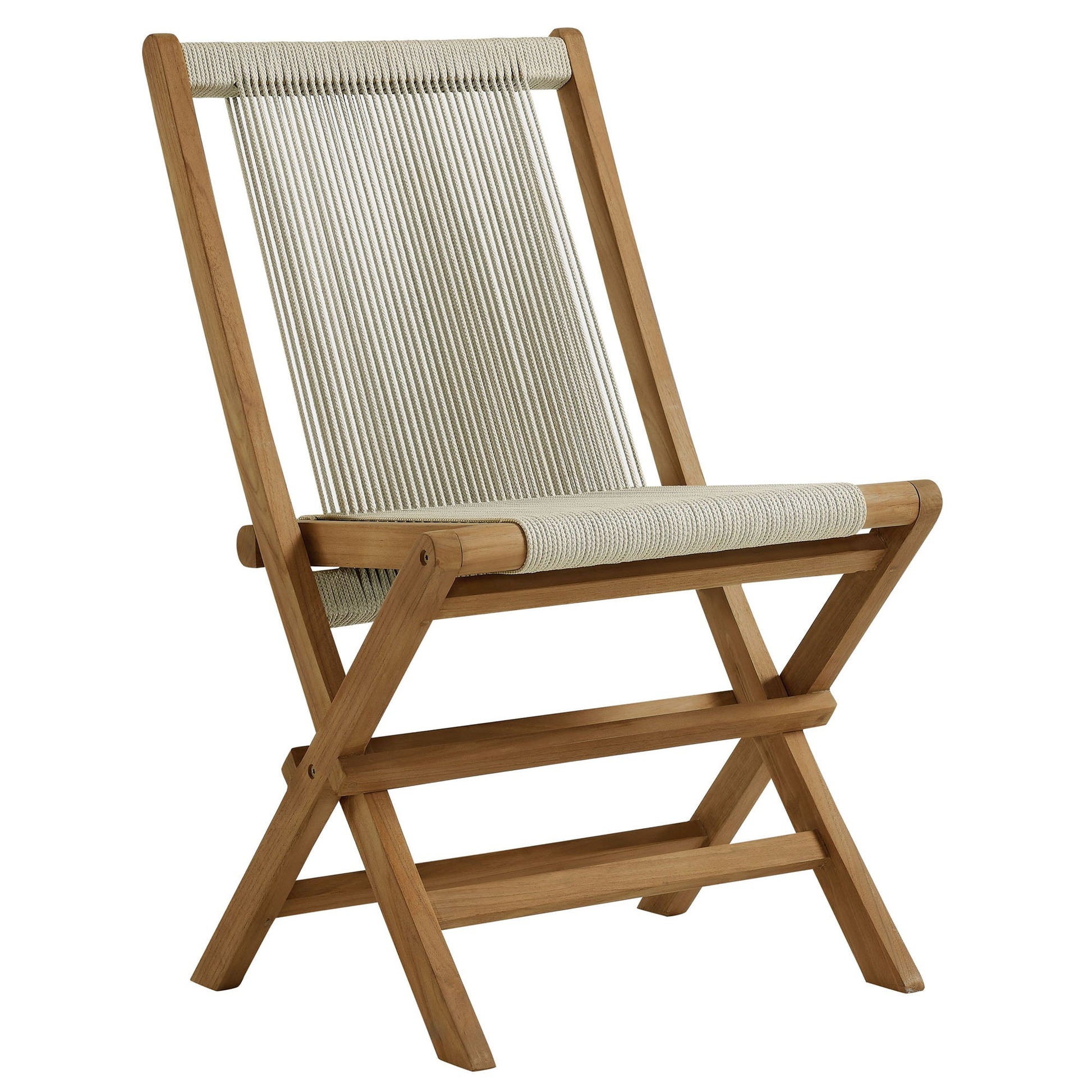 Teak & Rope Folding Chairs Set