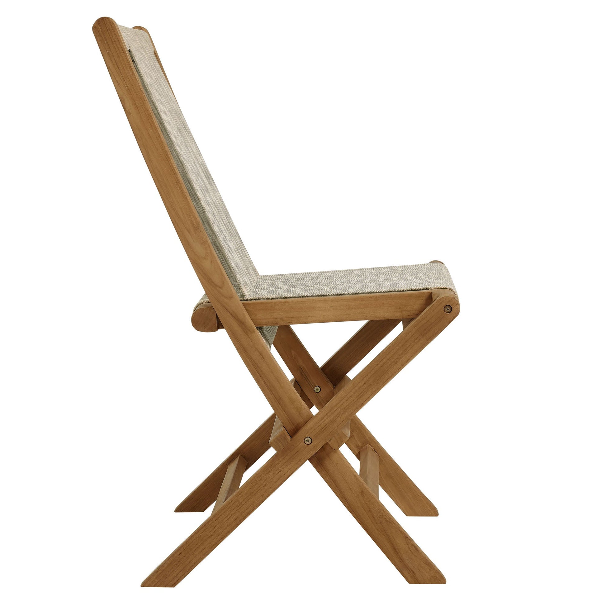 Teak & Rope Folding Chairs Set