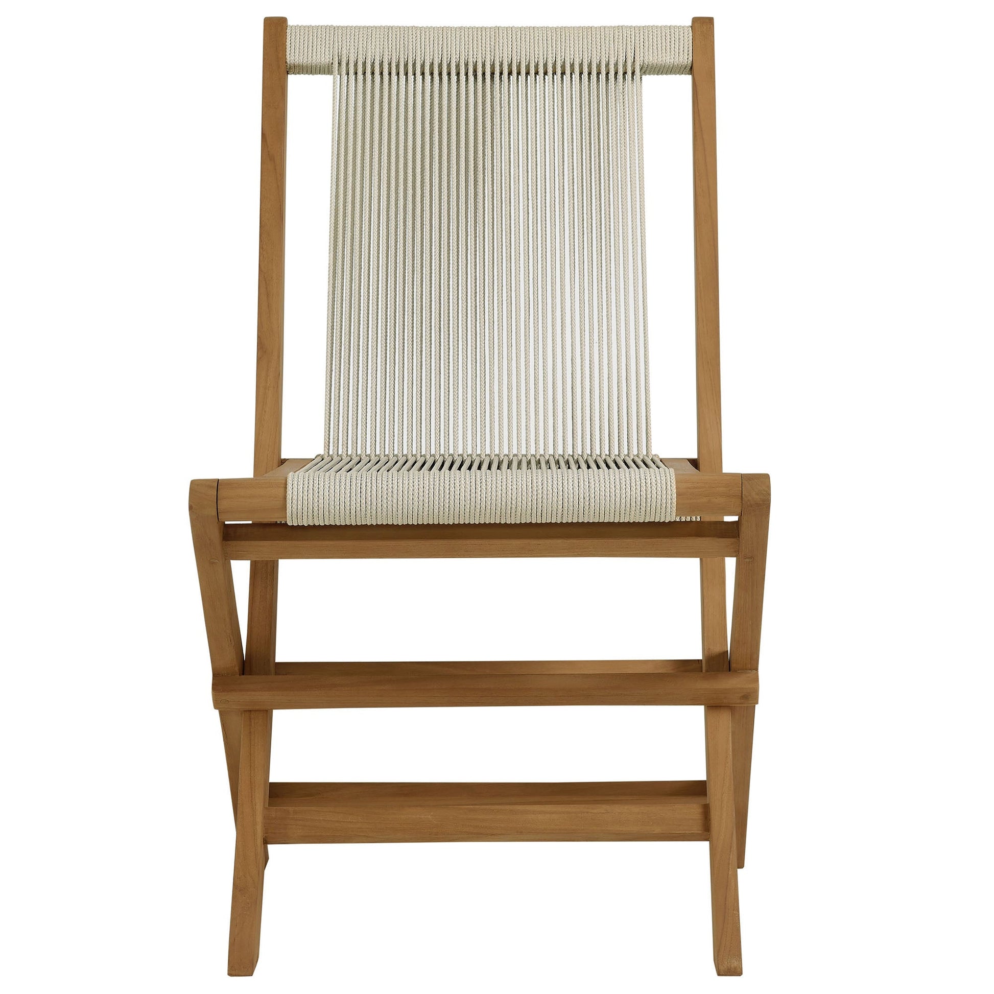 Teak & Rope Folding Chairs Set