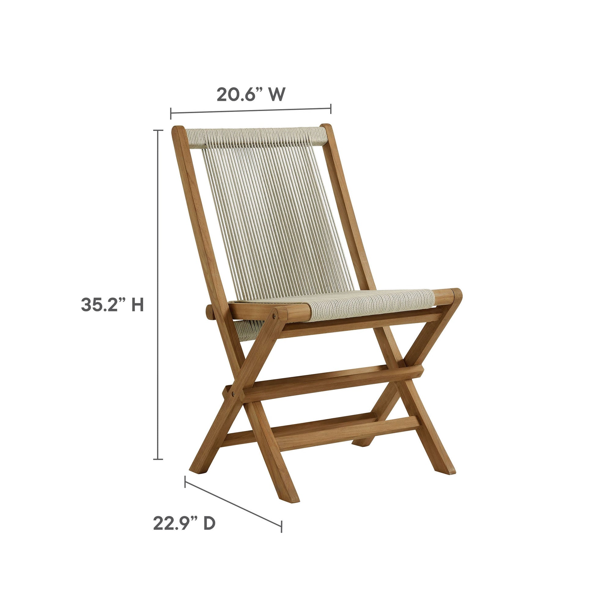 Teak & Rope Folding Chairs Set