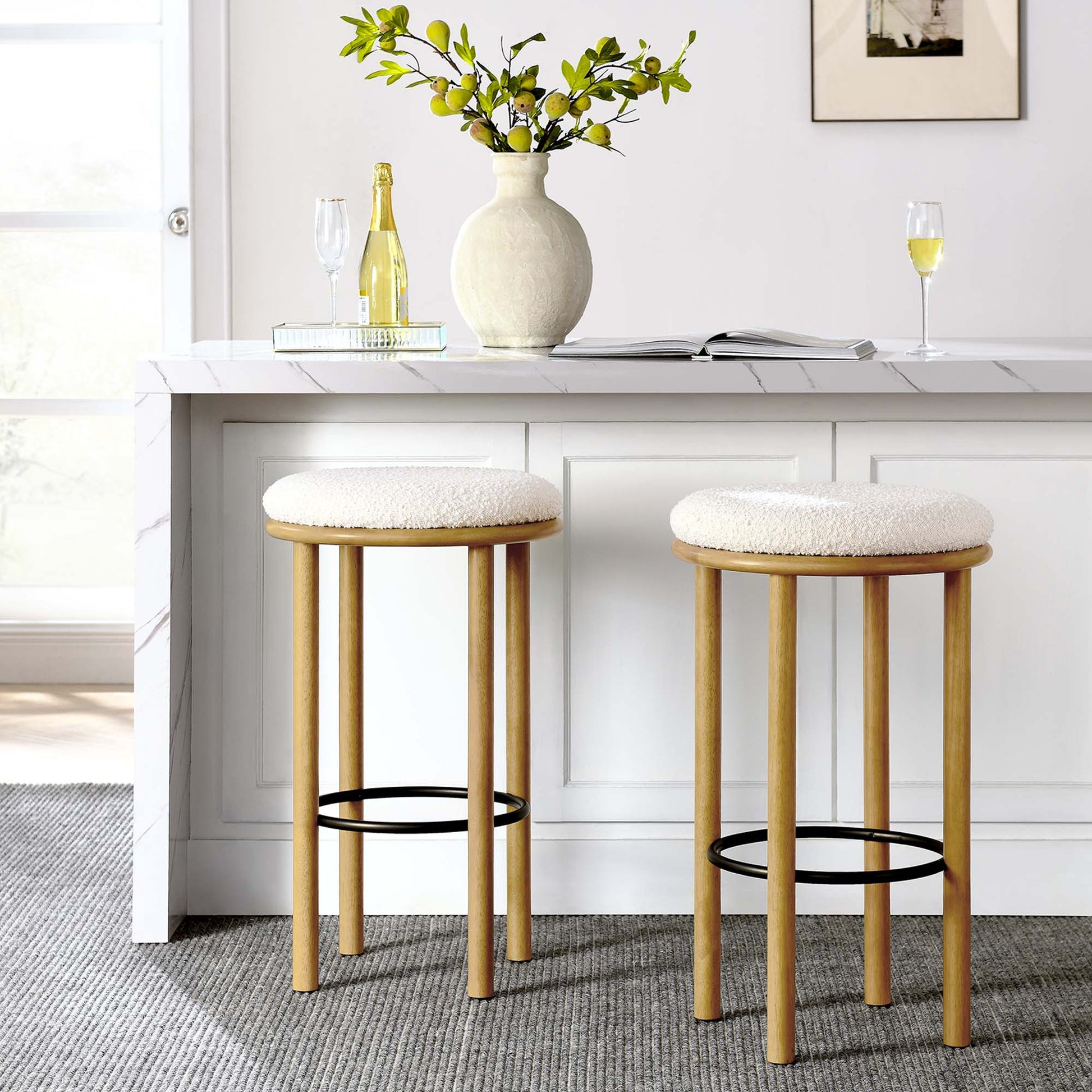 Boucle Fabric Bar Stools