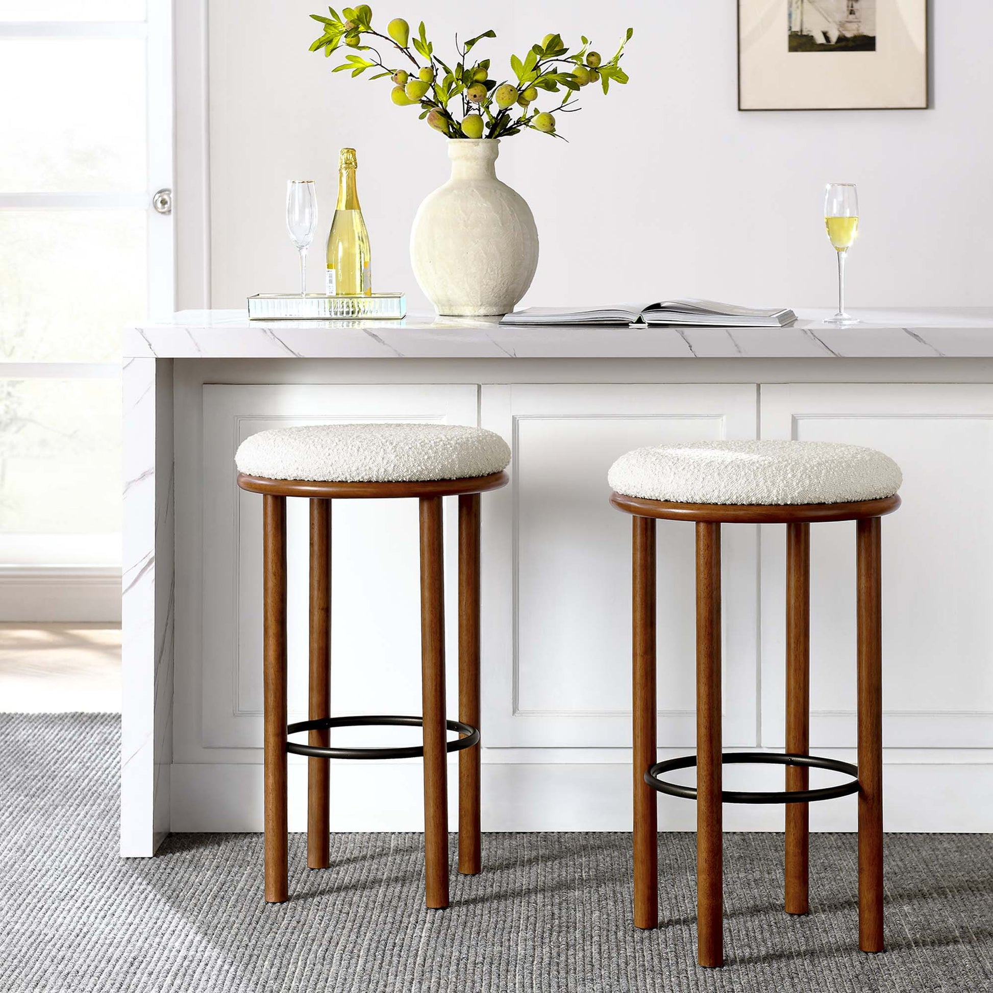 Boucle Fabric Bar Stools