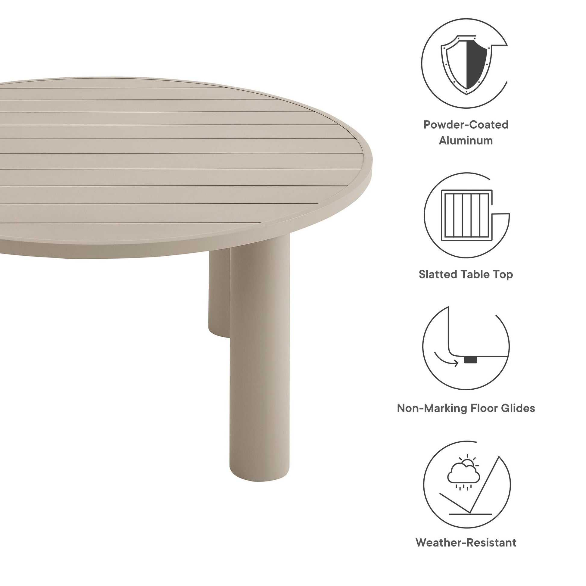 60" Round Nautica Outdoor Patio Dining Table