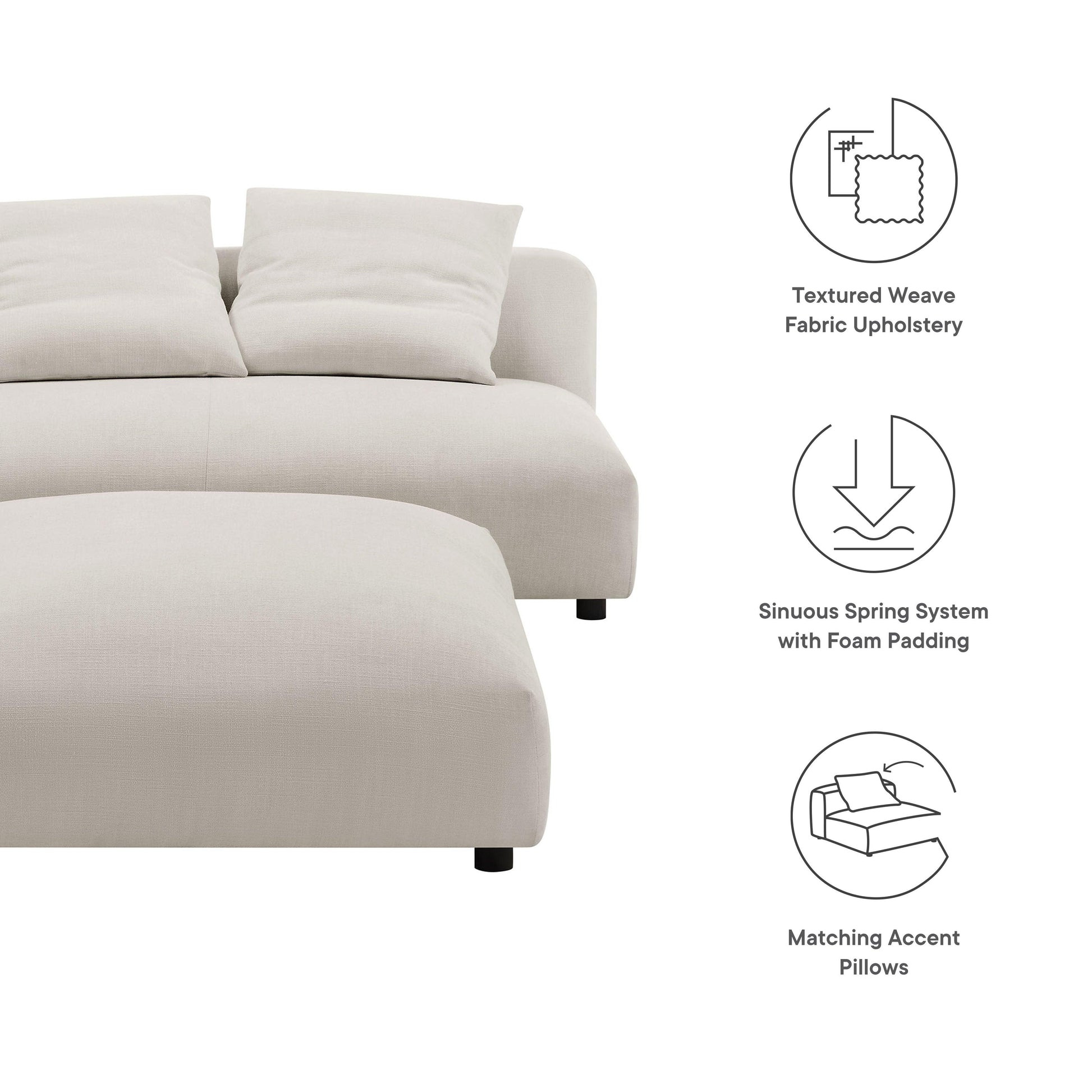 Solace Modular Fabric Armless Loveseat