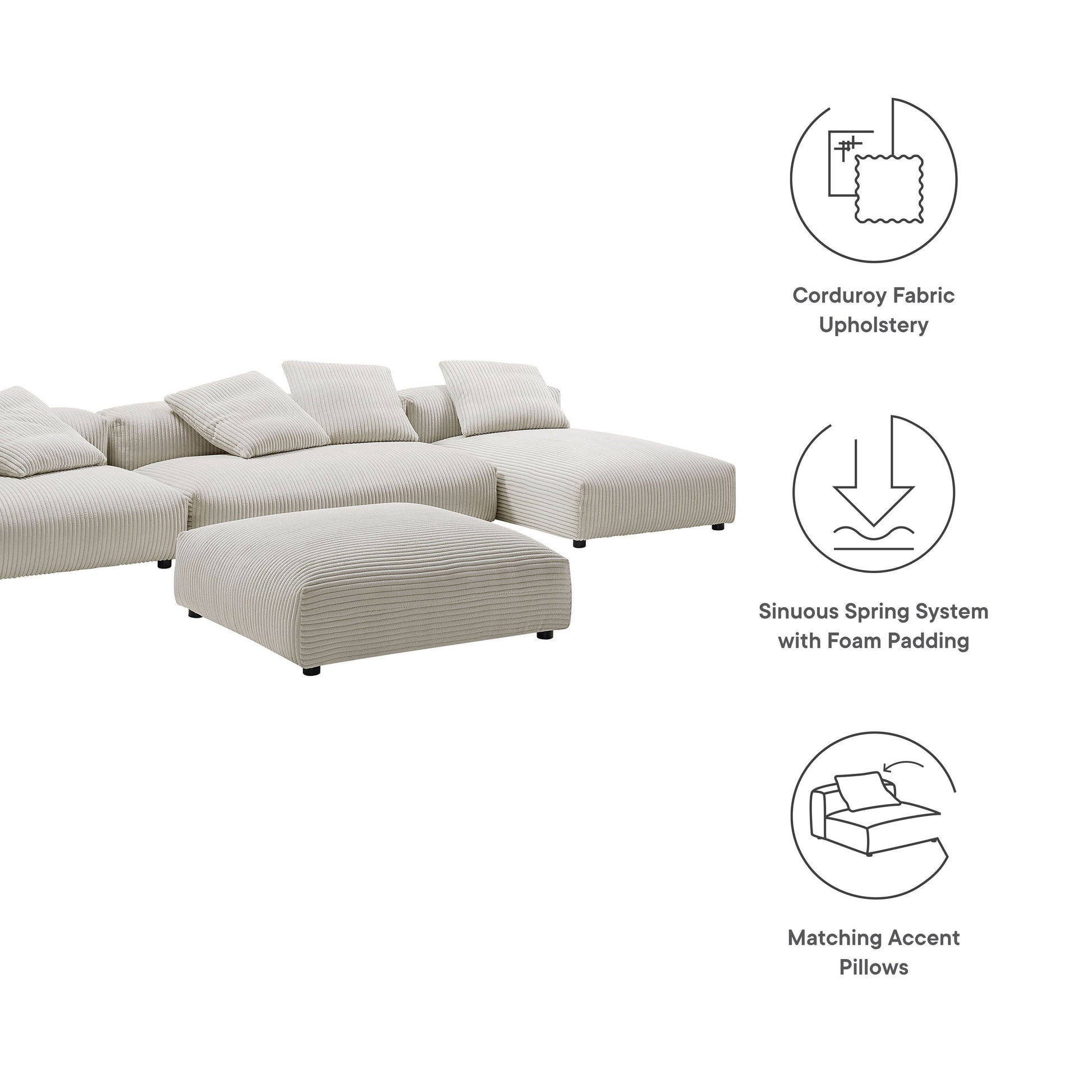 Solace Modular Corduroy Sectional Sofa