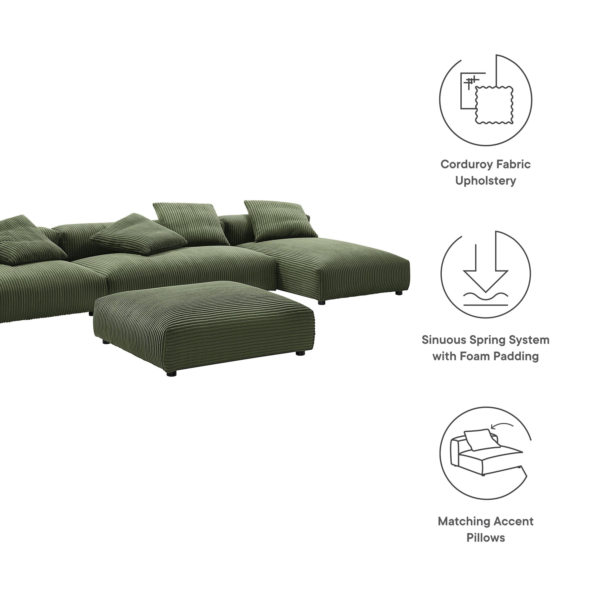 Solace Modular Corduroy Sectional Sofa