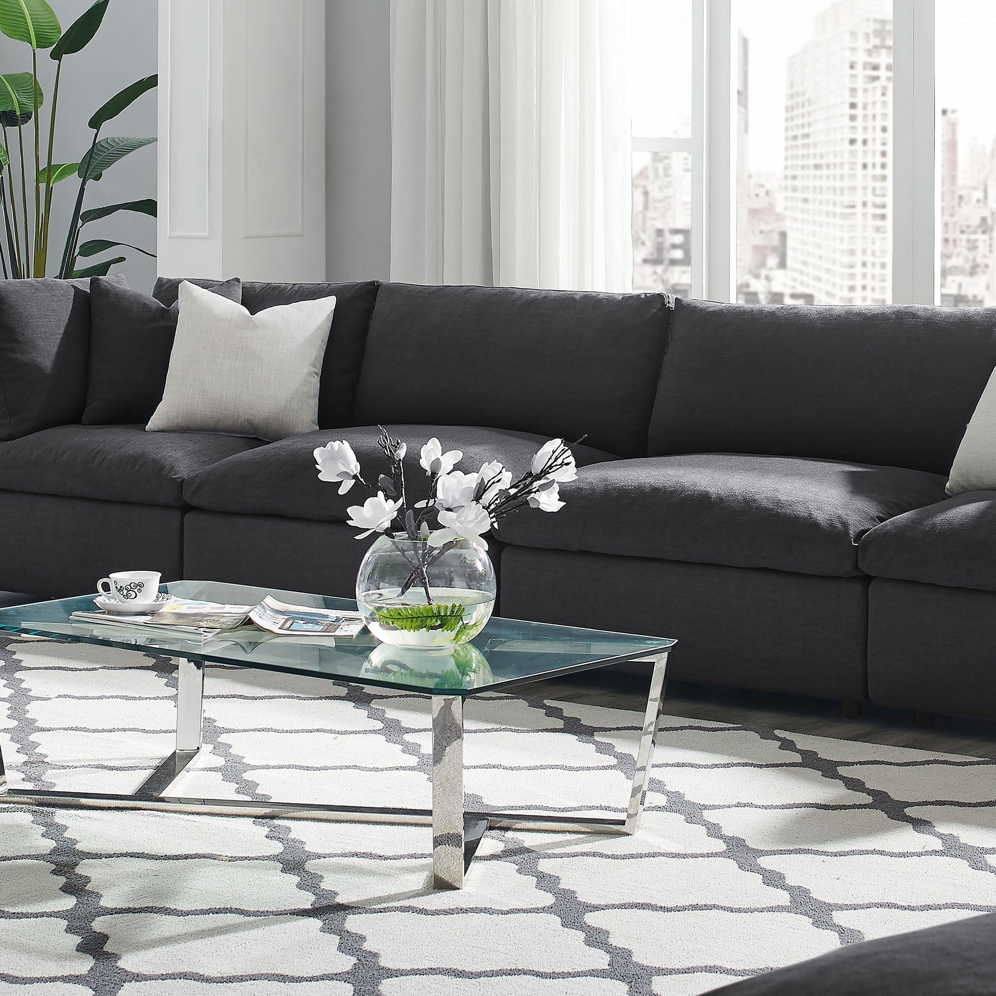 Down Filled Overstuffed Sectional Sofa