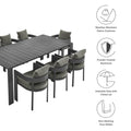 Tahoe 9 Piece Outdoor Patio Aluminum Dining Set