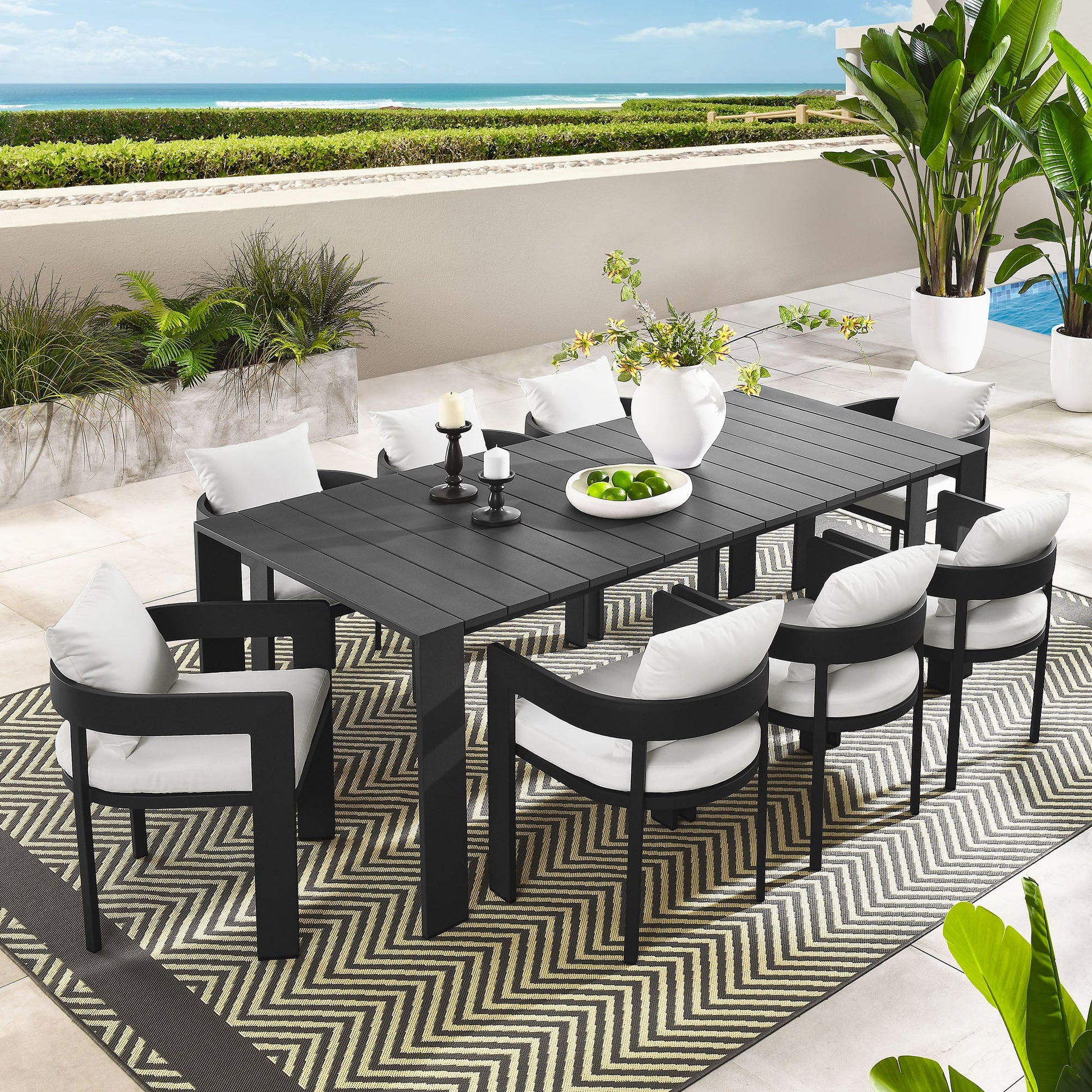 Tahoe 9 Piece Outdoor Patio Aluminum Dining Set