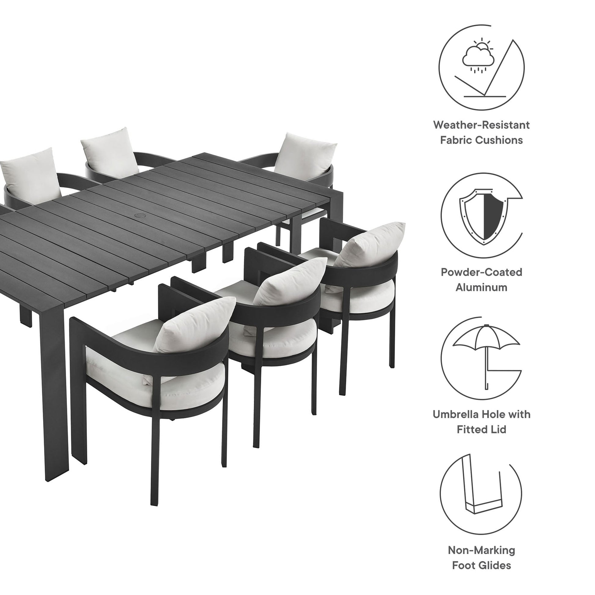 Tahoe 9 Piece Outdoor Patio Aluminum Dining Set