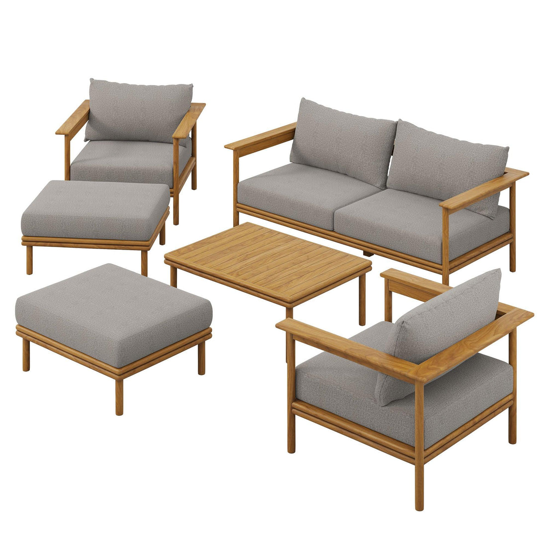 Wren 6-Piece Teak Wood Outdoor Patio Furniture Set