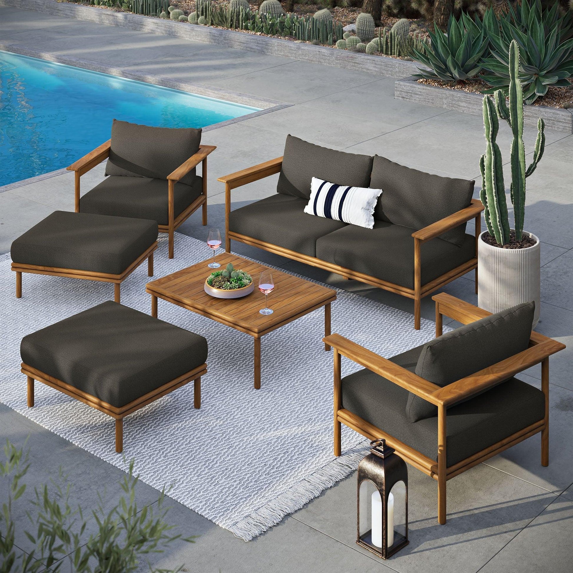 Wren 6-Piece Teak Wood Outdoor Patio Furniture Set