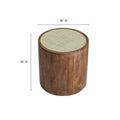 Truett Round Wood Rattan Side Table Walnut