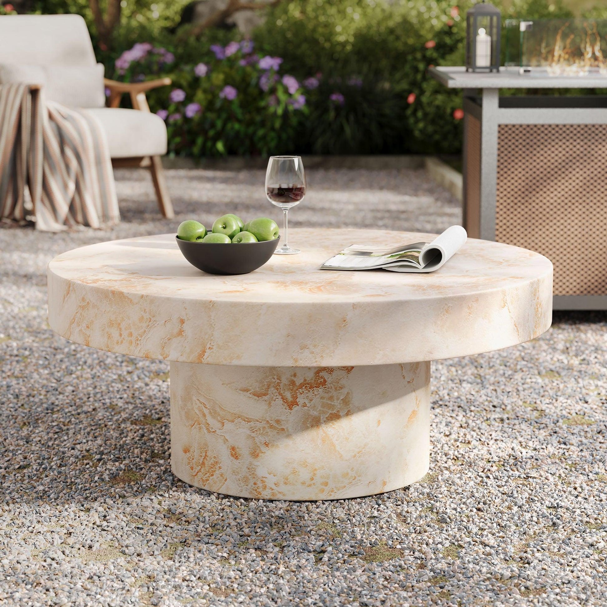 Alora Indoor-Outdoor Round Concrete Coffee Table - Stylish & Durable