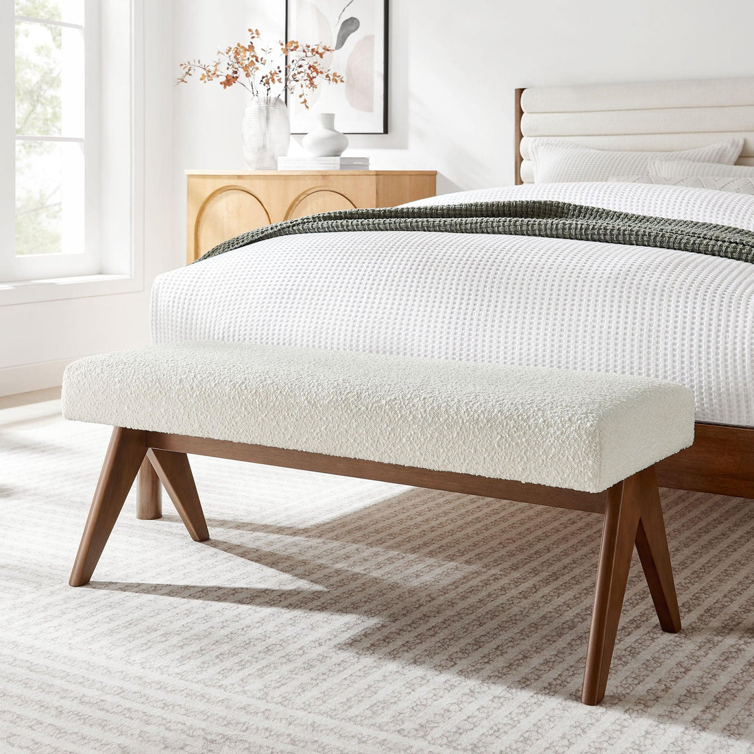 Lyra Boucle Upholstered Bench