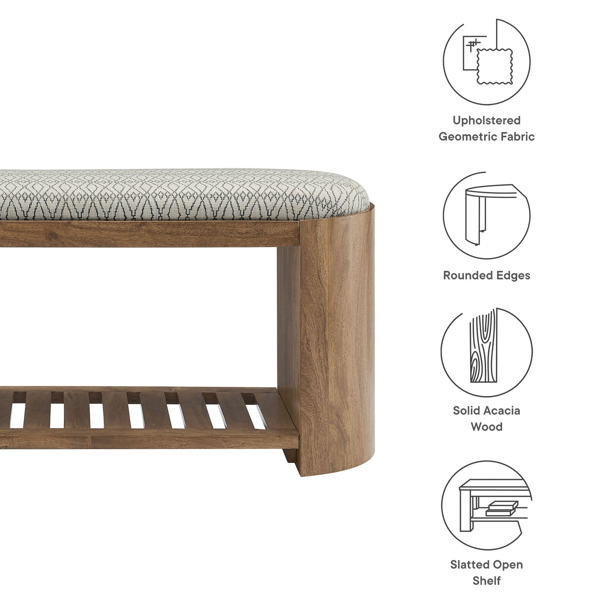 Stylish 45" Geometric Upholstered Bench for Modern Spaces