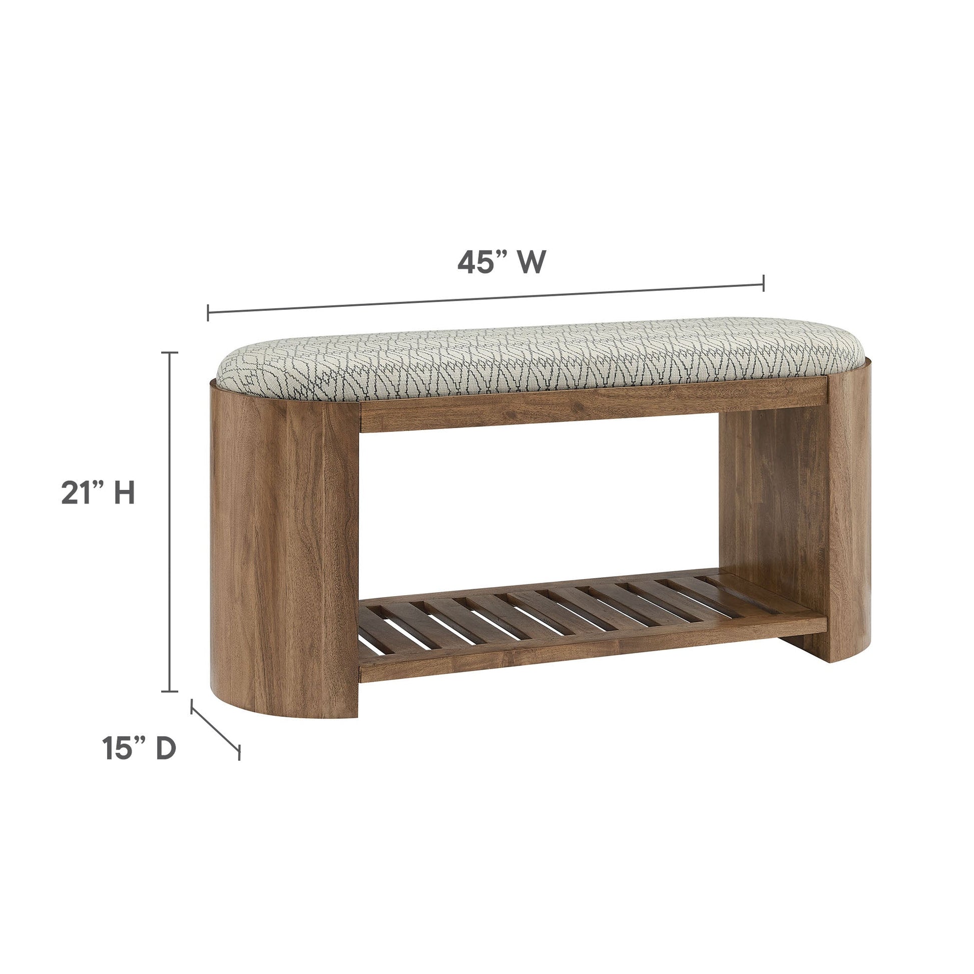 Stylish 45" Geometric Upholstered Bench for Modern Spaces