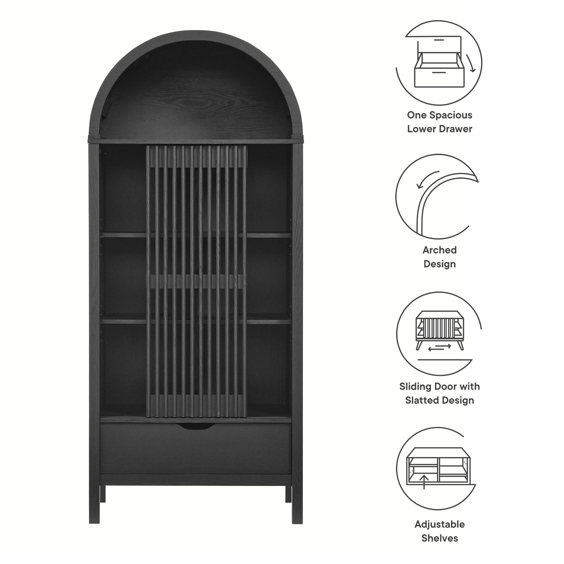 Vaughn 71" Arched Storage Display Cabinet