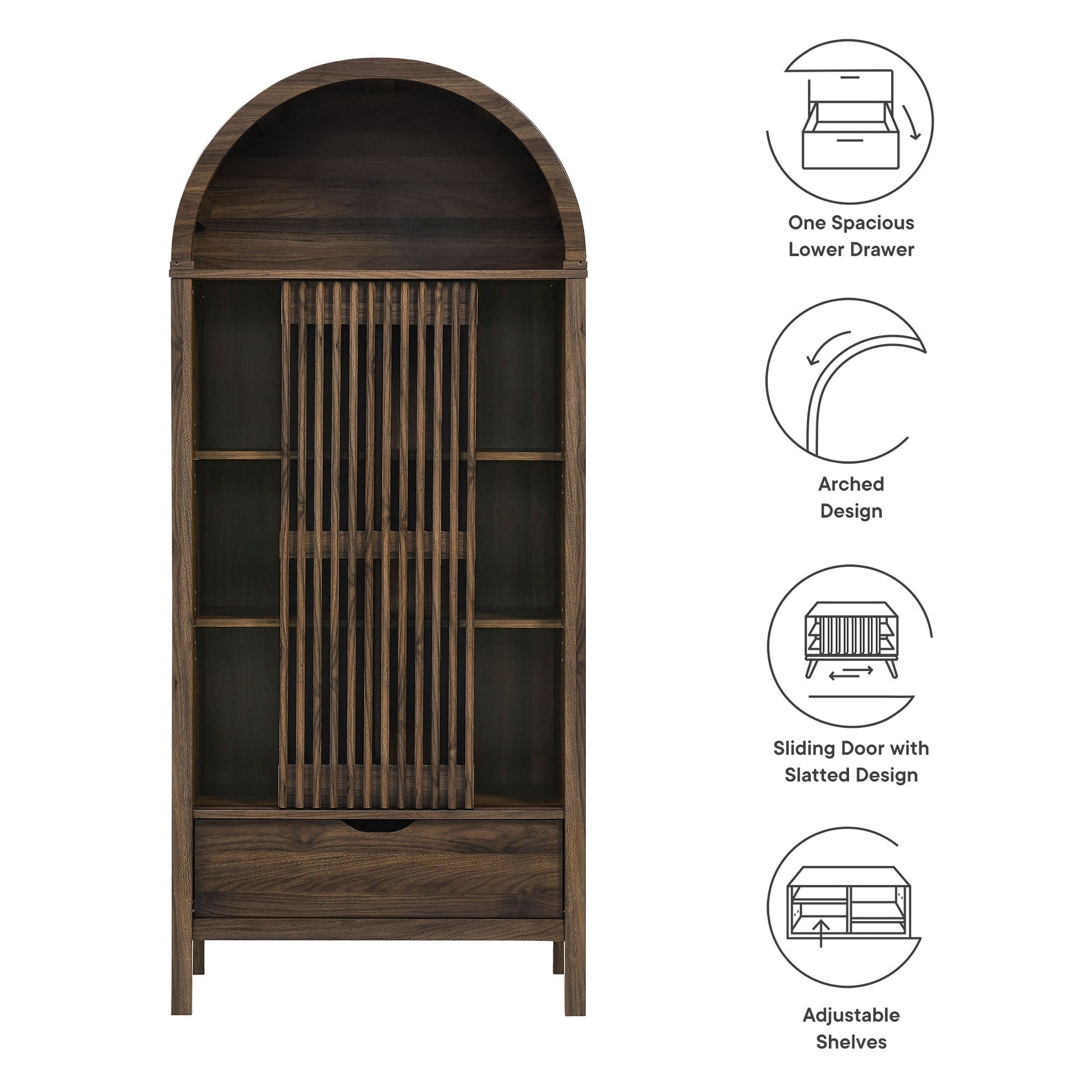 Vaughn 71" Arched Storage Display Cabinet