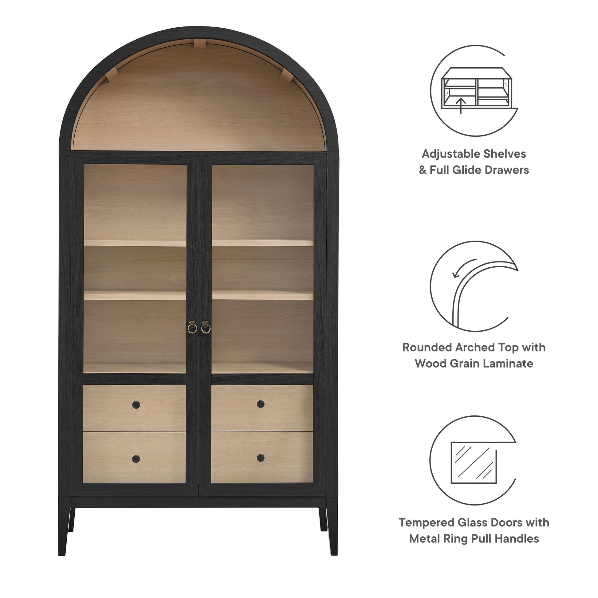 Nolan 74" Arched Storage Cabinet