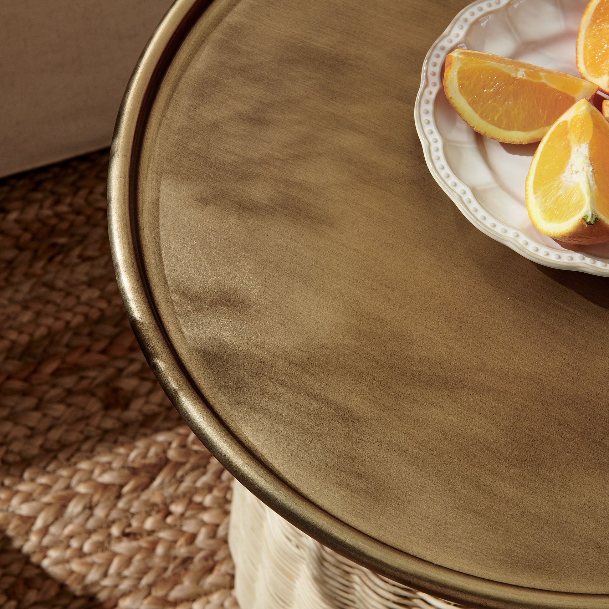 Brown Rattan Side Table
