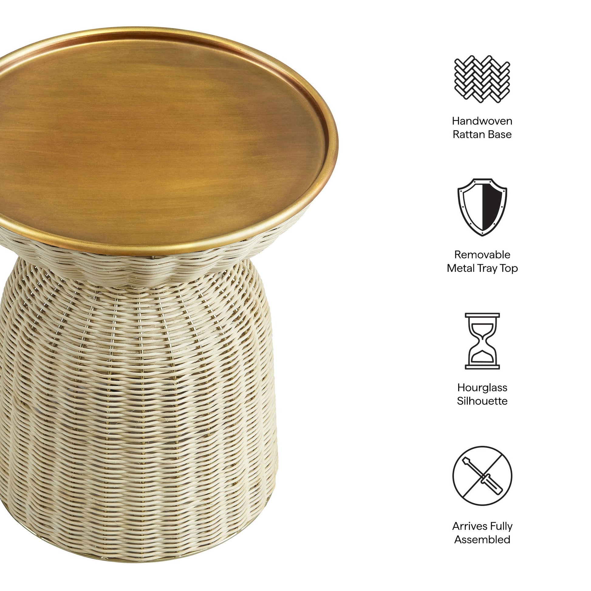 Brown Rattan Side Table