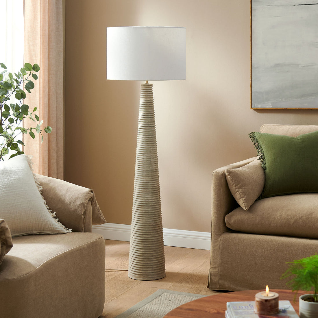 Saylor Carved Wood Floor Lamp